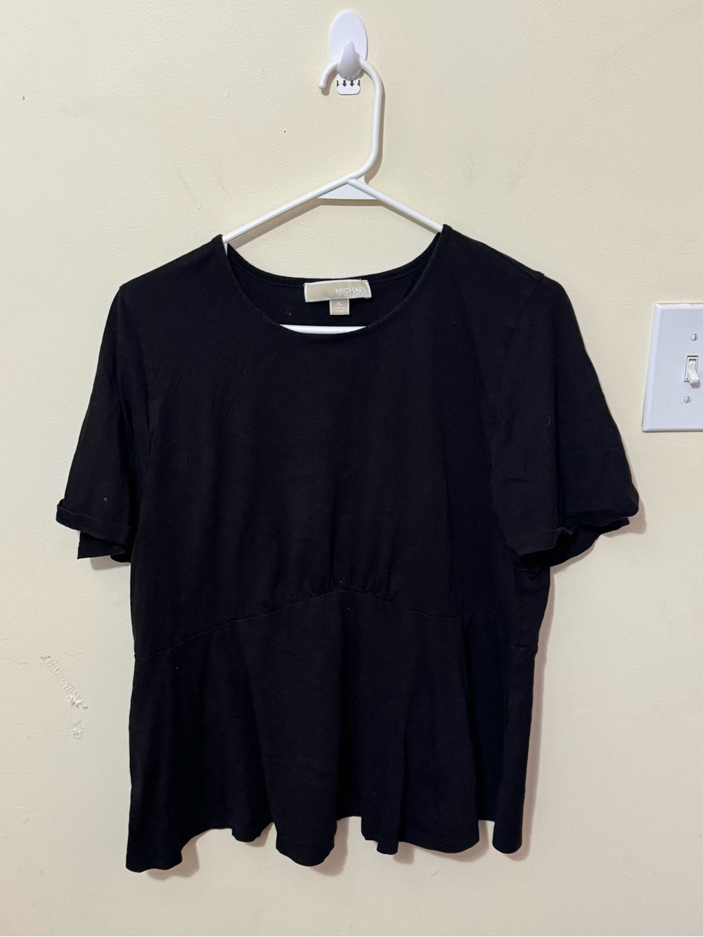 Michael Kors Black Short Sleeve Peplum Top